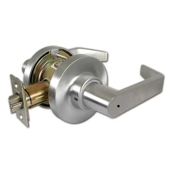 Grade 2 Cylindrical Lock, L-Privacy, 175 Lever, Round Rose, Satin Chrome, 2-3/4 Inch Backset